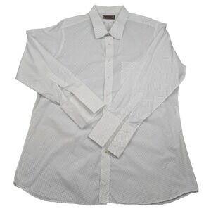 Patrick‎ James 2XL West Coast Dress Shirt White Blue Dot AOP French Cuff Luxury